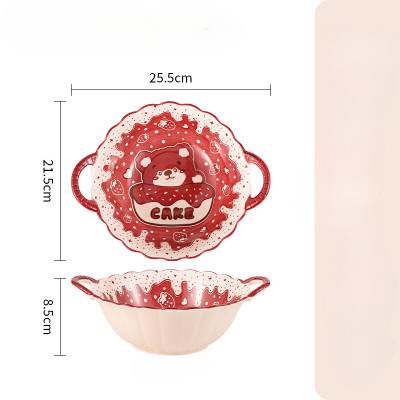 Bán lẻ Bộ Bát Đĩa Thương Hiệu Gosu họa tiết Gấu Cake đáng yêu, chất men sáng bóng