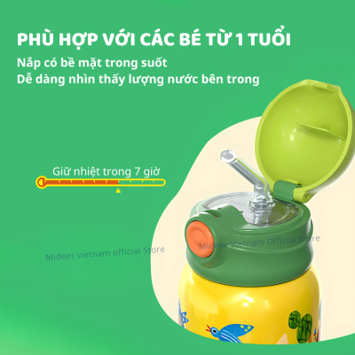 Bình nước giữ nhiệt cho bé có ống hút, quai đeo đi học Mideer Vacuum Insulated Bottle