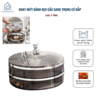 Khay mứt tết gấu bearbrick nhựa acylic trong suốt phong cách bắc âu - khay mứt 2 tầng - HÀNG CHÍNH HÃNG MINIIN