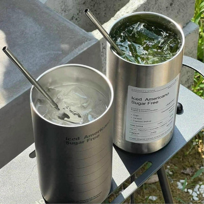 Cốc Giữ Nhiệt Inox 304 Ly Uống Coffee 600ML Kèm Ống Hút Tiện Lợi Ly Giữ Nhiệt Iced Americano