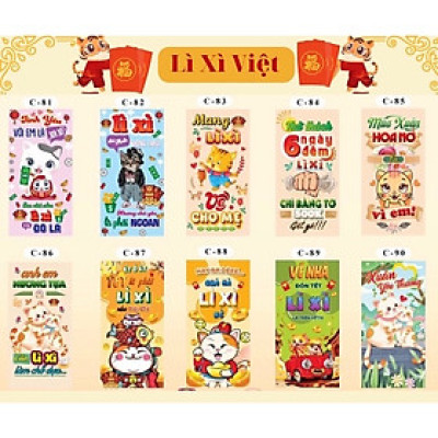 Set 100 bao lì xì Tết  , phát tài cả năm hàng đẹp nhiều mẫu mới , vô cùng xinh xắn và cute 