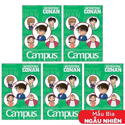 Combo 5 Tập Conan Detective Kids - B5 Kẻ Ngang Có Chấm 80 Trang ĐL 70g/m2 - Campus NB-BCDK80 (Mẫu Màu Giao Ngẫu Nhiên)
