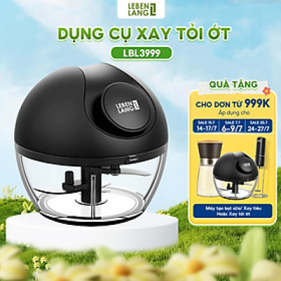 Dụng cụ xay tỏi ớt, thực phẩm Lebenlang LBL3999 dung tích 180ml nhỏ gọn, dây kéo rút tiện lợi - hàng chính hãng