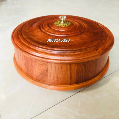 Khay đựng mứt tết bách kẹo ,hạt dưa bằng gỗ hương kt mặt tròn 31×10cm