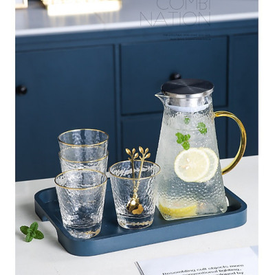 Bộ 6 cốc bình thủy tinh  chịu nhiệt Vân nhám_AVN44