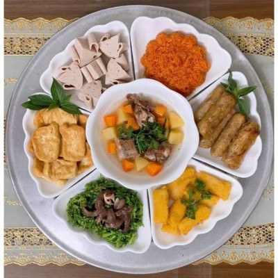 Bộ Bát Đĩa Hoa Mặt Trời Bé 6811 Việt Nhật Nhựa PP Màu Trắng Dùng Để Bày Đồ Cúng