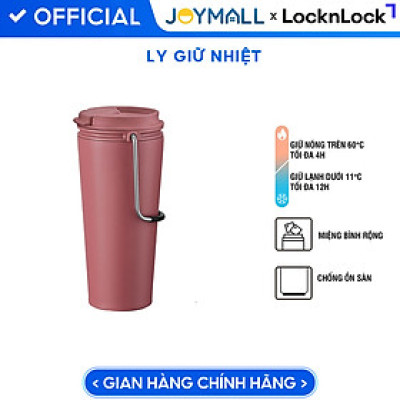 Bình giữ nhiệt Lock&Lock Bucket Tumbler Nắp bật không ống hút - Màu hồng LHC4269DPIK 540ml - Hàng chính hãng thép không gỉ quai xách tiện lợi - JoyMall