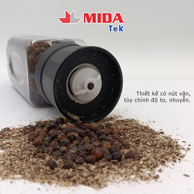 Dụng cụ xay tiêu MIDATEK cối xay ceramic chai nhựa dung tích 100ml miệng hũ 38mm