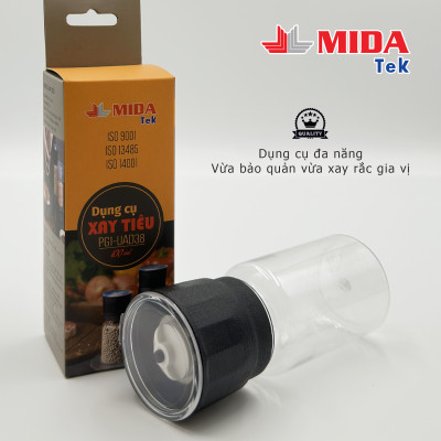 Dụng cụ xay tiêu MIDATEK cối xay ceramic chai nhựa dung tích 100ml miệng hũ 38mm
