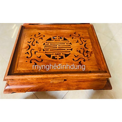 Khay trà chè cung đình để bộ ấm chén bằng gỗ  hương kt 26x36x12cm 