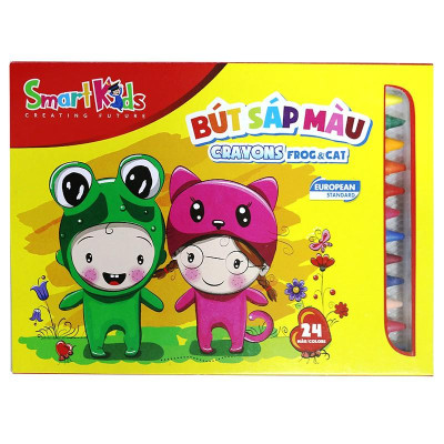 Sáp màu Smartkids FROG & CAT khay nhựa (Hộp 24 màu)