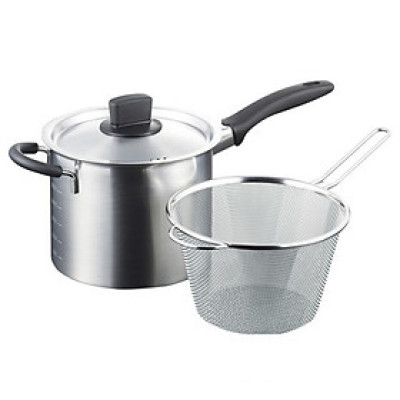 Bộ nồi xửng hấp inox Tsubame có tay cầm kèm vợt lọc -nội địa Nhật Bản