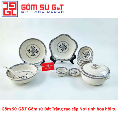 Bộ đồ ăn 4 người vẽ hoa móc Gốm Sứ G&T