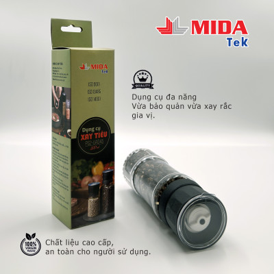 Dụng cụ xay tiêu MIDATEK cối xay ceramic chai nhựa dung tích 200ML miệng hũ 45mm