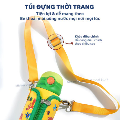 Bình nước giữ nhiệt cho bé có ống hút, quai đeo đi học Mideer Vacuum Insulated Bottle