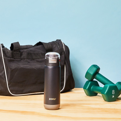 Bình Nước Thể Thao Zoku Nắp Bật 500ml - Đen/Trắng