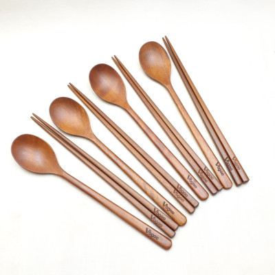 Bộ Muỗng Đũa Gỗ Xuất Nhật, Hàn - VAGOO - Làm Thủ Công Chống Thấm Chống Ẩm Mốc An Toàn Cho Sức Khoẻ