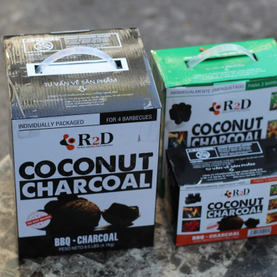 Combo 3 hộp than không khói làm từ Gáo dừa chính hãng R2D dùng cho tiệc nướng BBQ (tổng 7 kg than) an toàn cho sức khoẻ