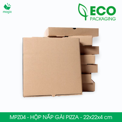 MPZ04 - 22x22x4 cm - 60 Hộp nắp gài pizza đa dụng - Hộp nắp gập, hộp carton gói hàng, hộp quà