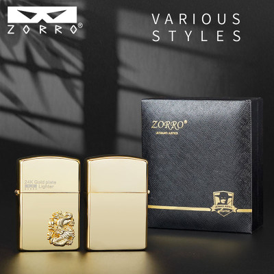 Vỏ Hột Quẹt Bật Lửa Xăng Đá Zorro Z24K Ôp Nổi Họa Tiết 12 Con Giáp Cực Đẹp - Nhiều Hình