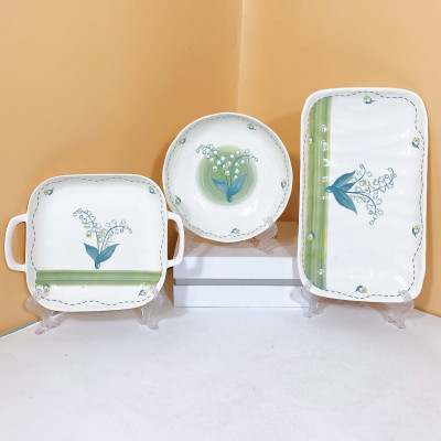 Bộ Bát Đĩa Thương Hiệu Gosu Họa Tiết Hoa Linh Lan, Tráng Men Cao Cấp - Chịu Nhiệt Cao