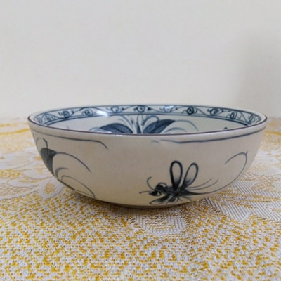 Bộ chén dĩa ( bộ bàn ăn) men rạn vẽ chuồn khoai gốm Gia Hưng Bát Tràng