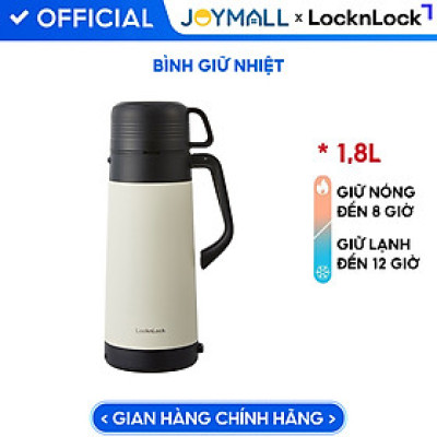 Bình giữ nhiệt Lock&Lock Easy Outdoor Vacuum Bottle màu trắng ngà LHC1485IVY 1,8L - Hàng chính hãng có quai xách, nắp dùng làm cốc nước - JoyMall