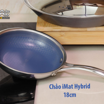 [Hàng chính hãng] Chảo xào đa năng iMAT Hybrid lòng xanh mới, đường kính 22cm. Chiên, xào, áp chảo..