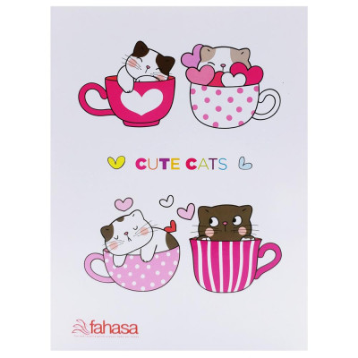 Combo 5 Tập Học Sinh Kẻ Ngang 200 Trang 70gsm - Cute Cats FAHASA (Mẫu Bao Bìa Ngẫu Nhiên)