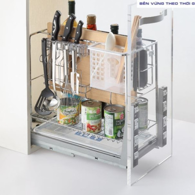 Giá đựng dao thớt Tundo DCT1640 nan vuông ray âm giảm chấn Boss R360*C475*S455 mm