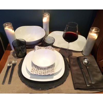 Bộ chén đĩa thủy tinh vuông Parma 12 món 