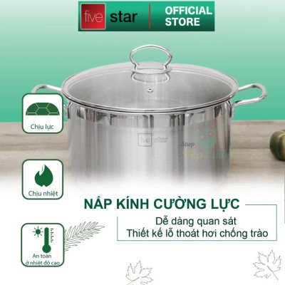 Nồi inox 430 cao cấp Fivestar 3 đáy từ ( 18cm/ 24cm / 26cm / 28cm ) , dùng được mọi bếp