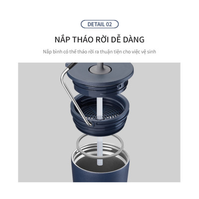 Bình giữ nhiệt Lock&Lock Bucket Tumbler Nắp đậy có ống hút - Màu hồng LHC4268DPIK 540ml - Hàng chính hãng thép không gỉ quai xách tiện lợi - JoyMall