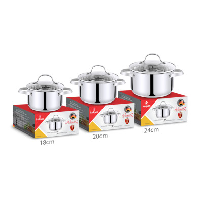 Nồi inox 304 cao cấp 5 đáy Kalpen Lermat size 20cm - Hàng chính hãng