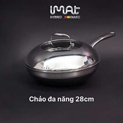 [Hàng chính hãng] Chảo xào/ đa năng sâu lòng inox iMat Hybrid Blackcube 28cm, Phủ chống dính Ceramic đen