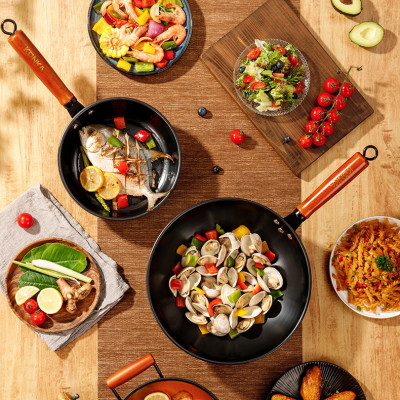 Bộ nồi chảo chống dính Konka Mẫu Mới thép tôi bóng, chống dính chống mài mòn-Hàng nhập khẩu