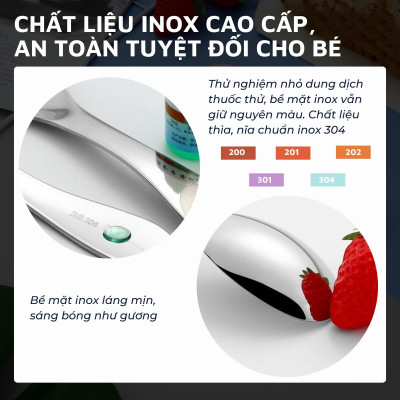 Bộ dao thìa nĩa tập ăn cho bé DandiHome inox 304 cao cấp - Có các lựa chọn