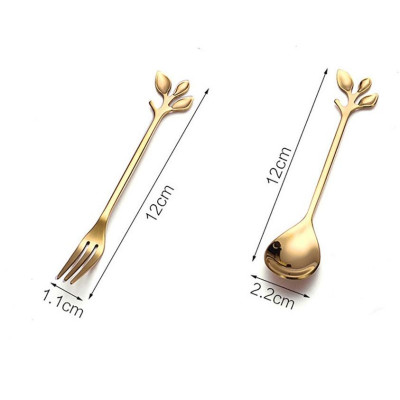 Thìa rĩa lá phong cách Vintage thời thượng hoàng kim hợp kim tạo hình 3 lá - tht111