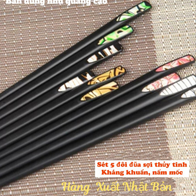 COMBO sét 5 đôi đũa xuất nhật , kháng khuẩn làm từ sợi thủy tinh tổng hợp chịu nhiệt cao cấp