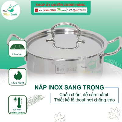 Bộ 2 nồi và 1 chảo chống dính  3 đáy từ inox 430 FiveStar Standard  nắp inox tặng 5 muỗng