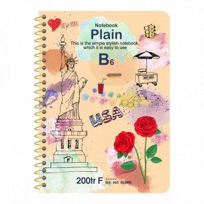 Sổ ruột trơn lò xo đơn KLONG B6 200 trang 70/76; MS: 985