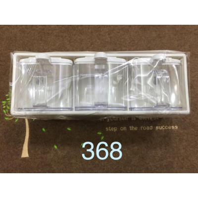 Bộ 3 hũ đựng gia vị bằng nhựa cao cấp có khay đỡ ( giao màu ngẫu nhiên )