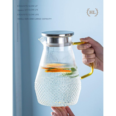 BỘ BÌNH CỐC BOROSILICATE SIÊU NHẸ - CHỊU NHIỆT - CƯỜNG LỰC | Bình cốc thuỷ tinh phong cách NORDIC vân kim cương (Mix Lẻ)