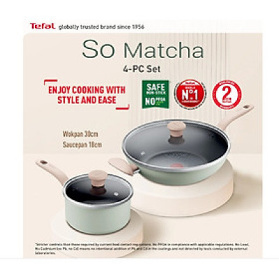 Bộ 2 nồi cán dài & chảo xào Tefal So Matcha - 18-30cm