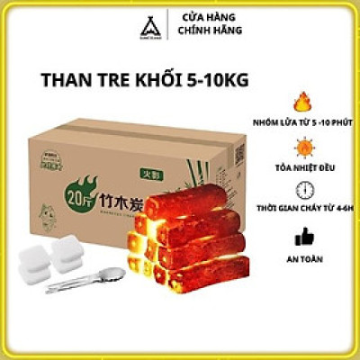 Than tre khối chữ nhật ít khói chuyên dùng nướng BBQ, tiện lợi, an toàn, không mùi, hộp 5-10kg