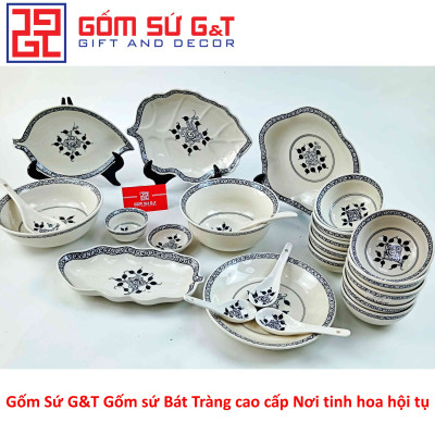 Bộ đồ ăn 10 người vẽ hoa móc set 1 Gốm Sứ G&T