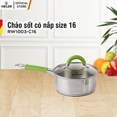 Chảo sốt có nắp KIELER đáy từ 16cm nấu nhanh, tiết kiệm điện, có 2 lớp chống dính Whitford ít bám dầu mỡ RW1003-C16 - Hàng Chính Hãng