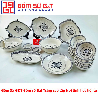 Bộ đồ ăn 10 người vẽ hoa móc set 2 Gốm Sứ G&T