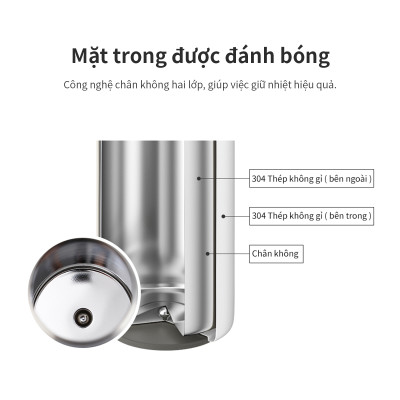 Ly giữ nhiệt LocknLock 550ml màu đen LHC3249BLK - Hàng chính hãng, mở nắp một chạm, chất liệu thép không gỉ miệng ly rộng - JoyMall