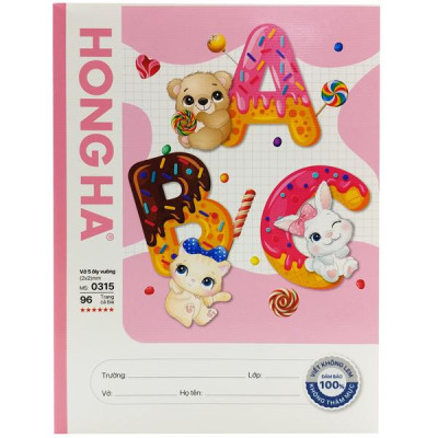 Combo 5 Tập Học Sinh Class ABC 5 Ô Ly Vuông 96 Trang 100gsm - Hồng Hà 0315 (Mẫu Sản Phẩm Giao Ngẫu Nhiên)